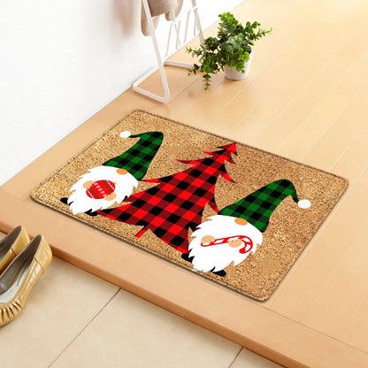 Christmas Decorations Doormat, Merry Xmas Gnomes Elk Rug Indoor Outdoor Entrance Carpet Holiday Home Decor Door Mat