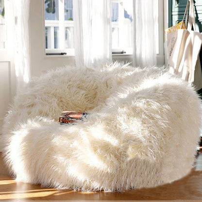 Soft Fluffy Wool Fur Bean Bag Cover,Without Filler,Sofa Lazy Couch Chair Kids Party Festival Baby Photography Show Props Stool