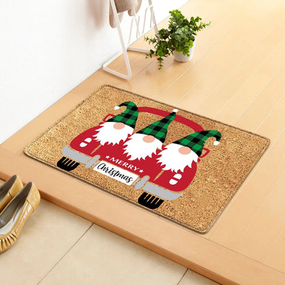 Christmas Decorations Doormat, Merry Xmas Gnomes Elk Rug Indoor Outdoor Entrance Carpet Holiday Home Decor Door Mat