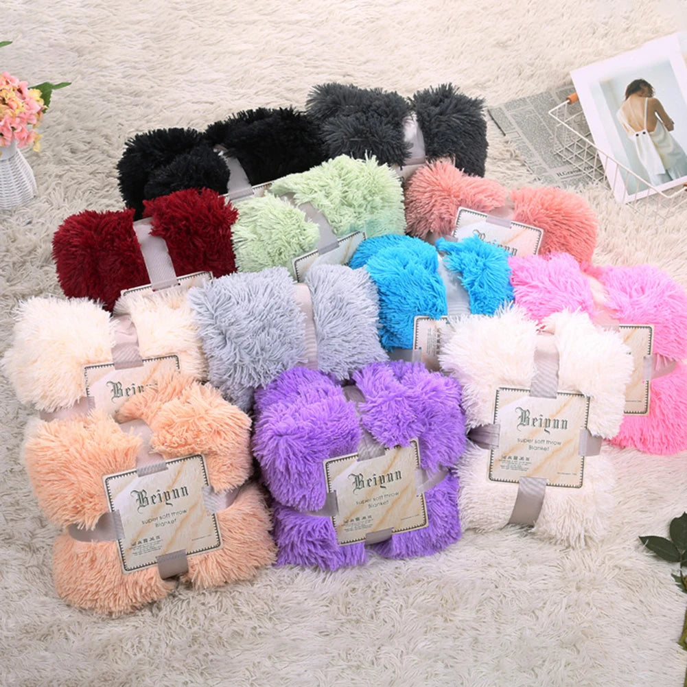 80x120cm Soft Fluffy Shaggy Warm Bed Sofa Bedspread Bedding Sheet Throw Blanket Blanket Christmas decorations for home Quilt