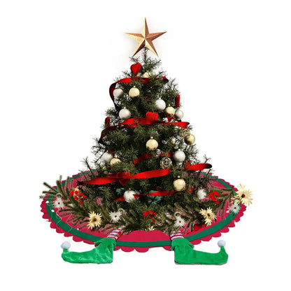 Christmas Tree Skirt Elf Foot Tree Stand Mat Xmas Floor Mat Cover Christmas Tree Decorations.