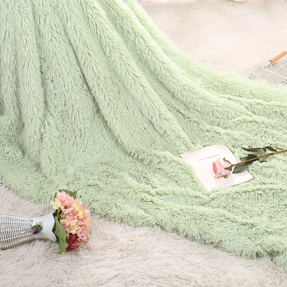 80x120cm Soft Fluffy Shaggy Warm Bed Sofa Bedspread Bedding Sheet Throw Blanket Blanket Christmas decorations for home Quilt