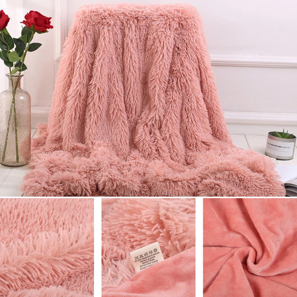 80x120cm Soft Fluffy Shaggy Warm Bed Sofa Bedspread Bedding Sheet Throw Blanket Blanket Christmas decorations for home Quilt