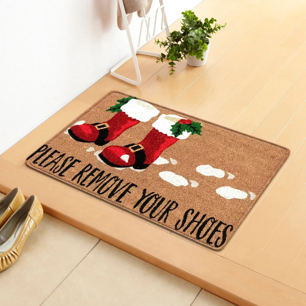 Christmas Decorations Doormat, Merry Xmas Gnomes Elk Rug Indoor Outdoor Entrance Carpet Holiday Home Decor Door Mat