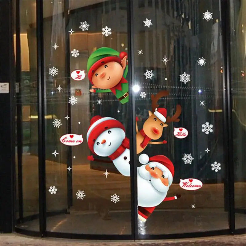 Merry Christmas Decoration for Home Wall Window Sticker Ornaments Garland New Year Christmas Decoration