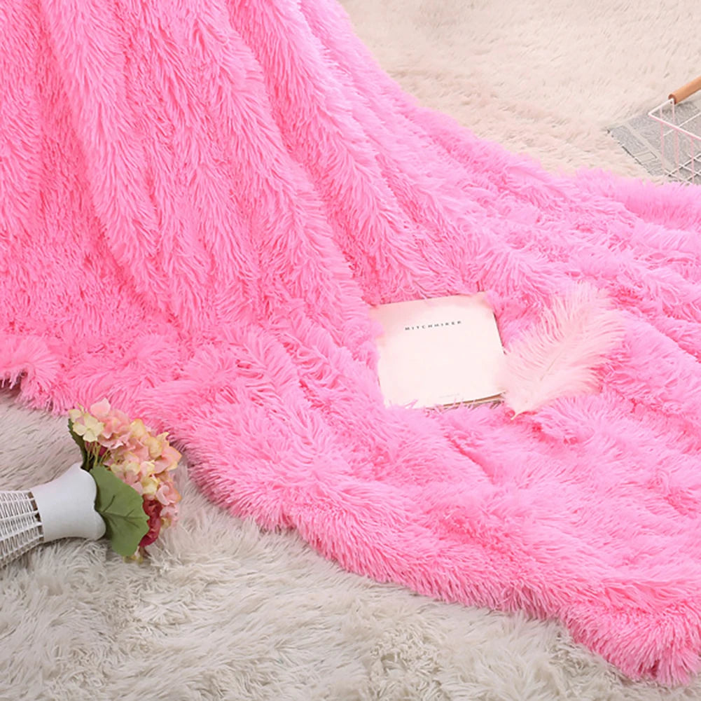 80x120cm Soft Fluffy Shaggy Warm Bed Sofa Bedspread Bedding Sheet Throw Blanket Blanket Christmas decorations for home Quilt