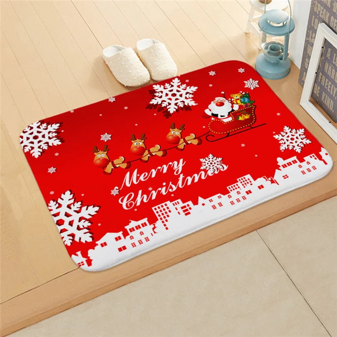 Christmas Mat Outdoor Carpet Doormat Santa Ornament Christmas Decoration Home Xmas Navidad Deco New Year Gift