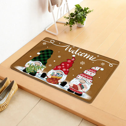 Christmas Decorations Doormat, Merry Xmas Gnomes Elk Rug Indoor Outdoor Entrance Carpet Holiday Home Decor Door Mat