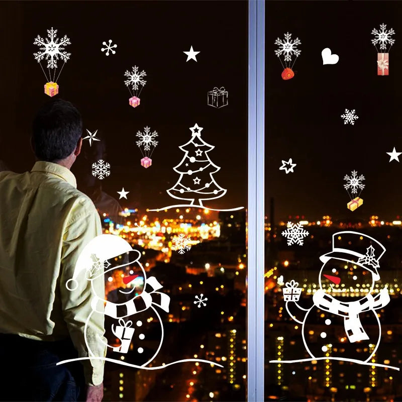 Merry Christmas Decoration for Home Wall Window Sticker Ornaments Garland New Year Christmas Decoration