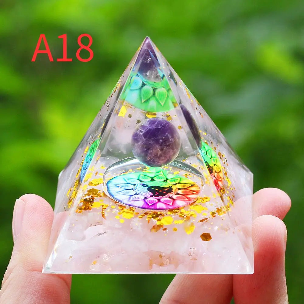 Crystals Stone Orgone Pyramid Energy Generator Natural Amethyst Peridot Reiki Chakra Meditation Tool Room Decor Christmas Gifts