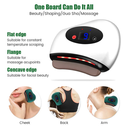 Electric Guasha Massager Hot Compress Eye Massager Stone Heating Vibration Scraping Neck Face Skin Lifting Removal Wrinkle Tool