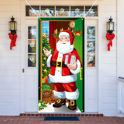 Christmas Background Decoration Hanging Cloth Christmas Door Background Cloth Party Decoration Tapestry Door Cover