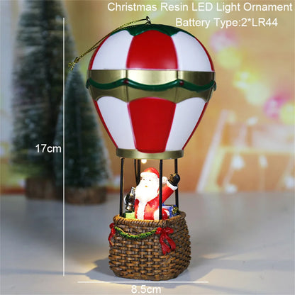 Snowman Santa Claus Hot Air Balloon Christmas LED Light Cabin Decoration Christmas Glowing Ornaments Christmas Decorations