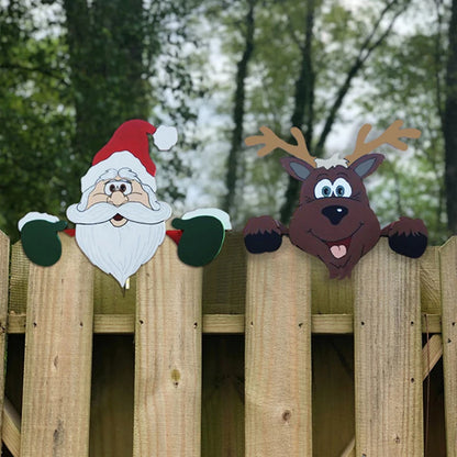 New year Santa Claus fence peeps Christmas decoration outdoor holiday occasion home garden