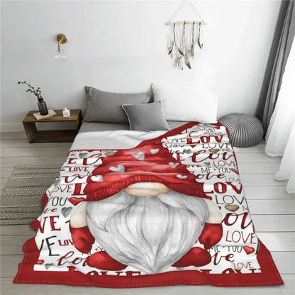 Christmas Gnome Knitted Blanket Valentine Love New Year Flannel Throw Blankets Summer Air Conditioning Lightweight Bedspreads