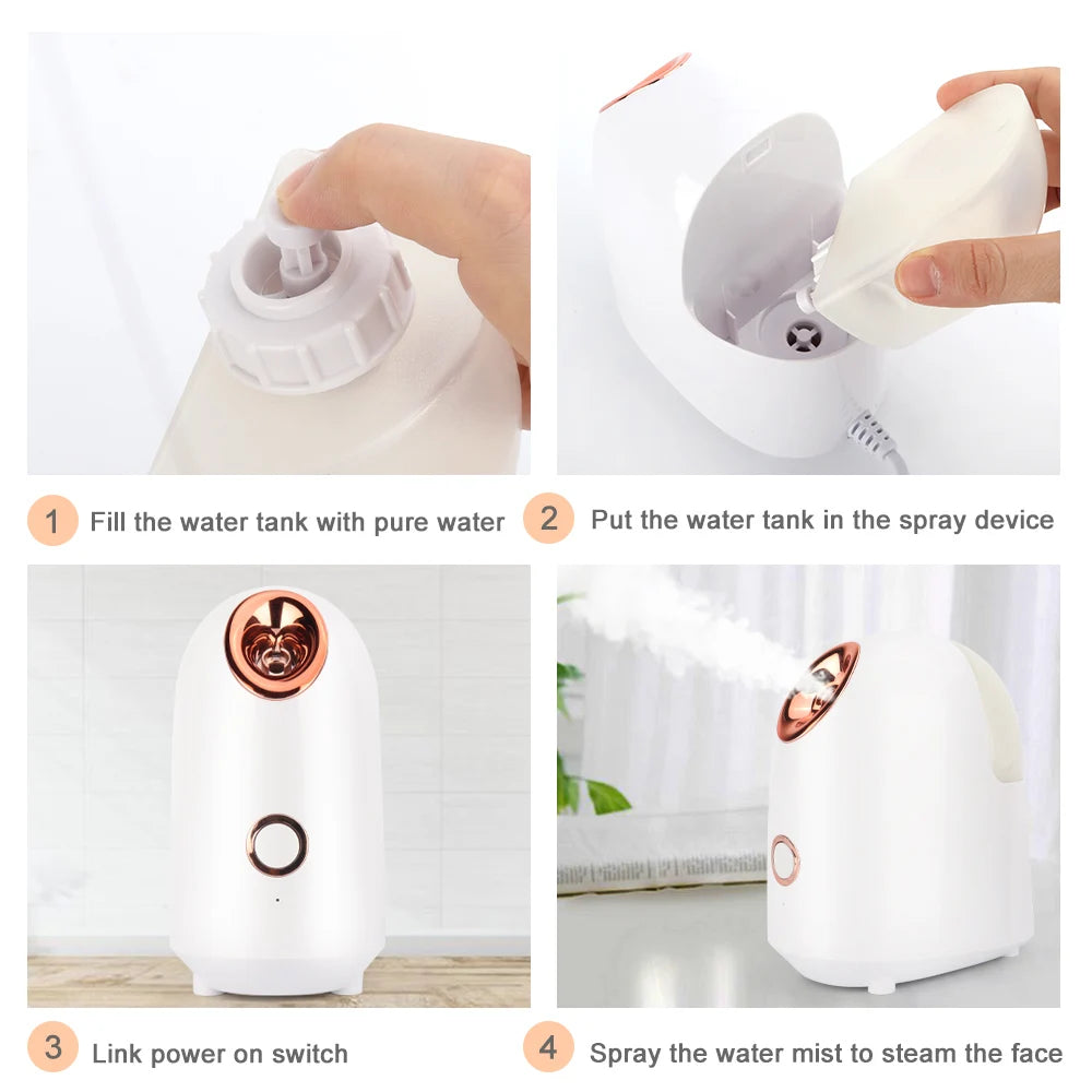 Facial Steamer Nano Ionic Hot Mist Face Steamer Home Sauna SPA Face Humidifier Atomizer for Women Men Moisturizing Unclogs Pores