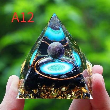 Crystals Stone Orgone Pyramid Energy Generator Natural Amethyst Peridot Reiki Chakra Meditation Tool Room Decor Christmas Gifts