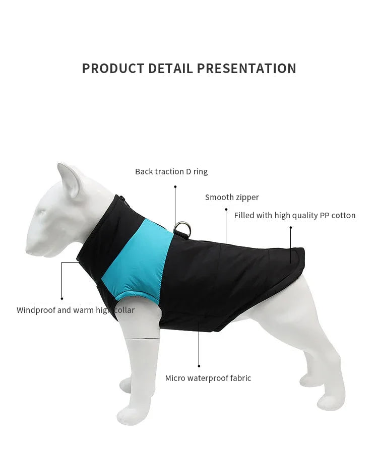 Waterproof Warm Dog Clothes Pet Coat Winter Vest Padded Zipper Jacket Dog Clothing for Small Medium Big Dogs The Dog Face Outfit