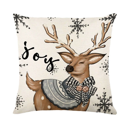 Linen Christmas Pillow Cover Snowman Elk Pillow Case Christmas Decoration for Home New Year Sofa Car Cushion Cover 45x45cm