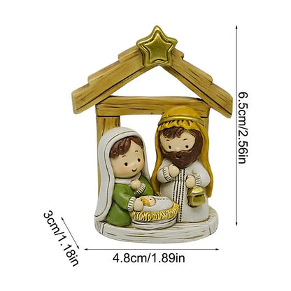 Holy Family Statue Small Manger Scene Miniature Nativity Set Table Centerpiece Figurines Christmas Nativity Figurine Set Manger