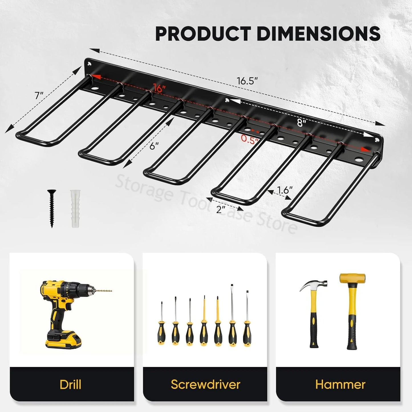 Power Tool Organizer Rack 3 Layers Wall Mount Wrench Organizer Electric Drill Holder Heavy Duty Tool Shelf for Workshop Garage