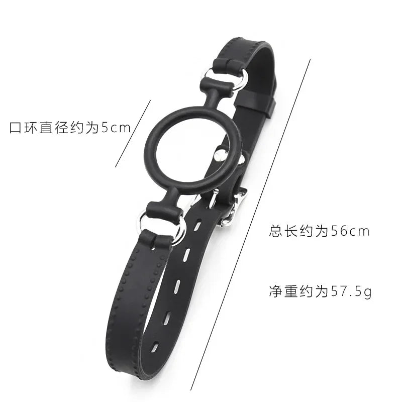 Full Silicone O Ring Gag Strap,Open Mouth Bite Gag,Fetish Oral Fixation BDSM Toys,Sex Slave Bondage Muzzle SM Couple Flirt Tools