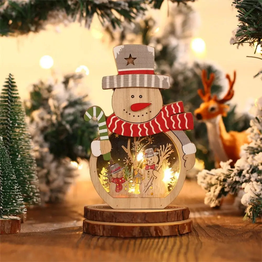 Creative Santa Snowman Ornament Household Led Lighted Wooden Christmas Decorations Durable Portable Christmas Light