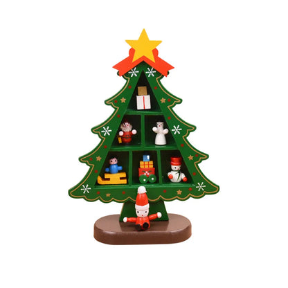 Christmas Decorations Wooden Christmas Tree Creative Scene Layout Ornaments Three-dimensional Red Xmas Table Desktop Decoration