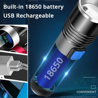 395nm UV Blacklight Flashlight, Zoomable USB Rechargeable Ultraviolet Light for Pet Urine Detection and Resin Curing