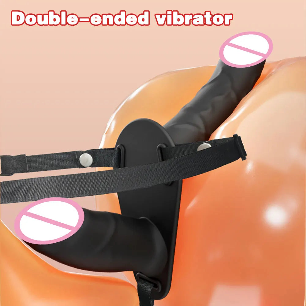 Double Head Artificial Penis Wearable Electric Strapon Vibrator For Lesbian Vibrating Sex Toys Strap On Belt Dildos For Girl