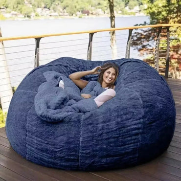 Lazy Sofa Foam Bed Bean Bag Double Triple Bedroom Plush Bean Bean Rice Fabric Recliner with Filling Jumbo Bean Bag