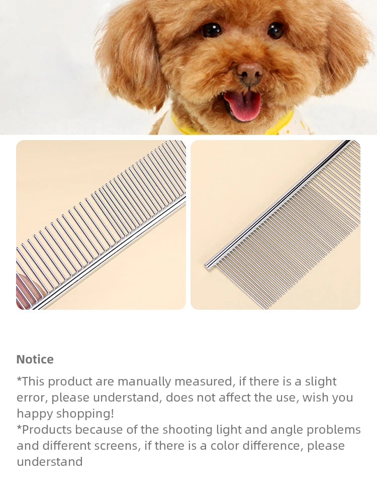 Pet Hair Removal Comb Stainless Steel Pet Grooming Comb Gently Removes Loose Knotted Hair Dog Cat Cleaning Beauty Supplies