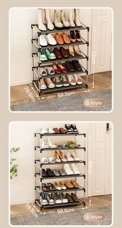 Fashion shoe rack metal simple shoe rack shoe storage rack bracket space saving living room black shoe rack