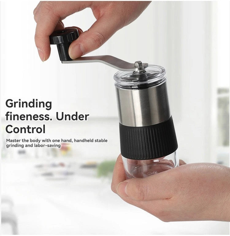 New Mini Hand Shake Manual Grinding Convenient Stainless Steel Ceramic Core Coffee Bean Grinder Visual Coffee Machine