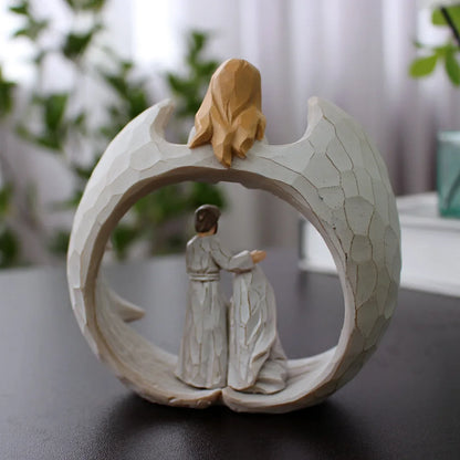 Nativity of Jesus Christ Angel Statue Holy Family and Angel Catholic Statue Religious Sculpture Christmas Decoration Gift