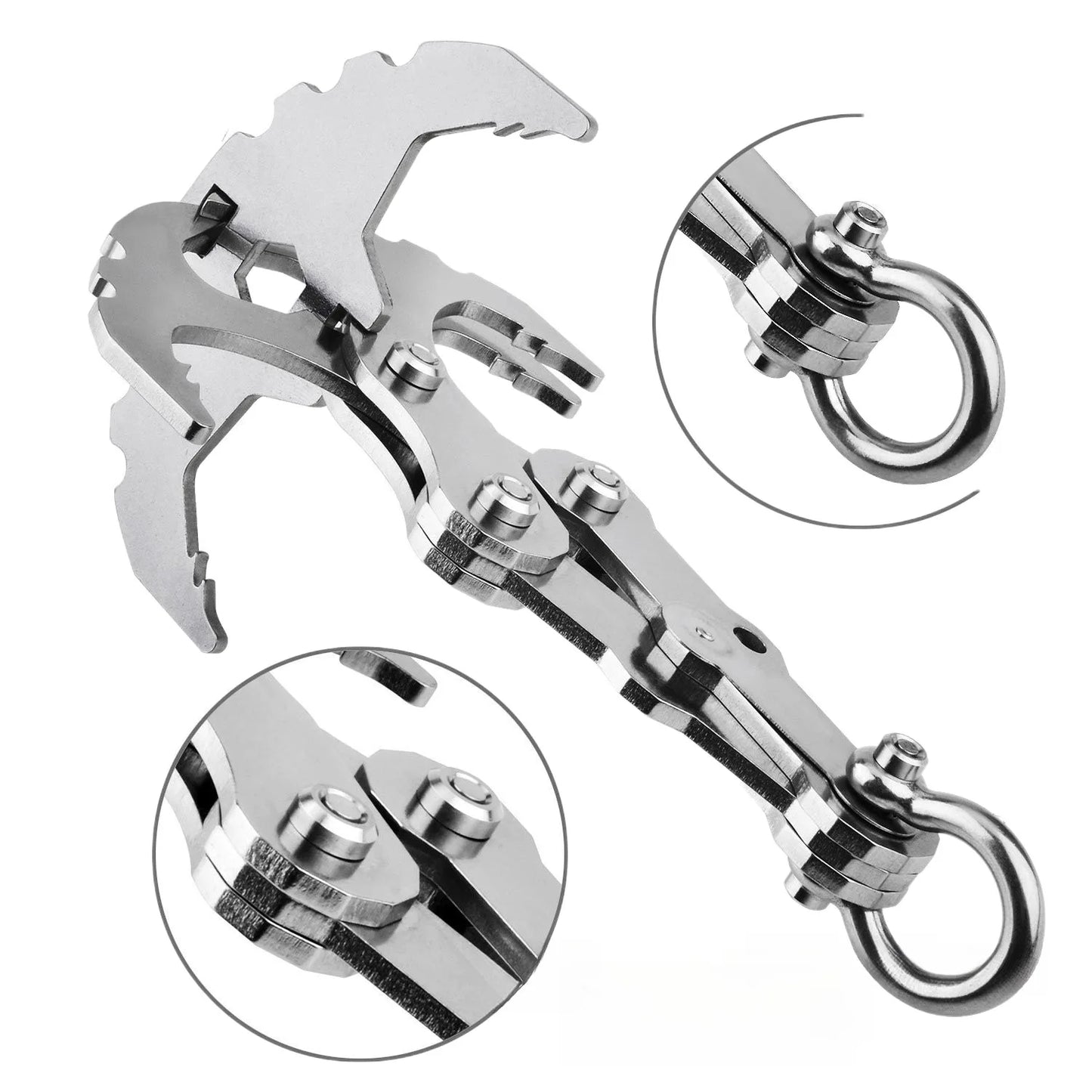 Folding Gravity Grab Hook Outdoor Rock Climbing Rescue Claw Survival Mountaineering Hook Tool Multifunctional Stainless Steel