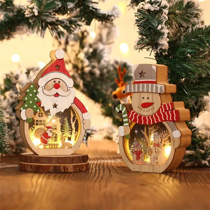 LED Lighted Santa Claus Shape Wooden Christmas Decorations for Home Hotel Window LED Christmas Decorations Lighting