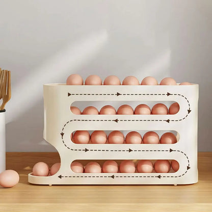 4 Layers Automatic Rolling Egg Holder Rack Fridge Egg Storage Box Container Kitchen Refrigerator Egg Dispenser Fridge Organizer