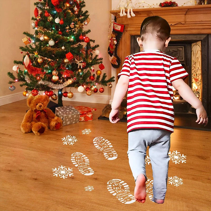 6pcs Christmas Footprint Snowflake Stencil Santa Claus Footprint Painting Template Scrapbook Coloring Embossing Album Xmas Decor