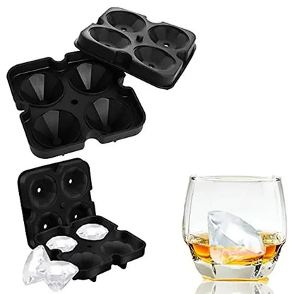 Silicone 3D Ball, Skull, Diamond-Shaped Ice Mold, Reusable Ice Cube Mold Ice Cube Trays, Easy Release, For Whiskey, Paty Supplies