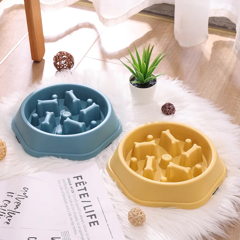 Dog bowl anti choking slow food bowl bone shape dog feeder basin cat food basin dog food anti tipping pet supplies