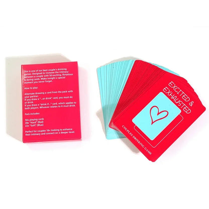 Excited Exhausted Couples Drinking Game Card for Couple Drunks Adults Hen Night Party Board Deck Bedroom Let Truth Dare