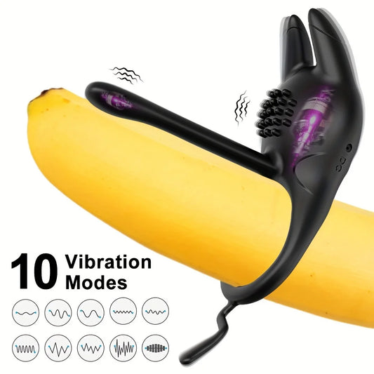 Vibrating Penis Ring Sex Toys - 2 In 1 Vibrating Cock Ring With 10 Vibration, Silicone Adult Toy , Adult Sex Toys For Couples