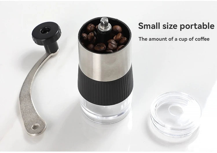 New Mini Hand Shake Manual Grinding Convenient Stainless Steel Ceramic Core Coffee Bean Grinder Visual Coffee Machine