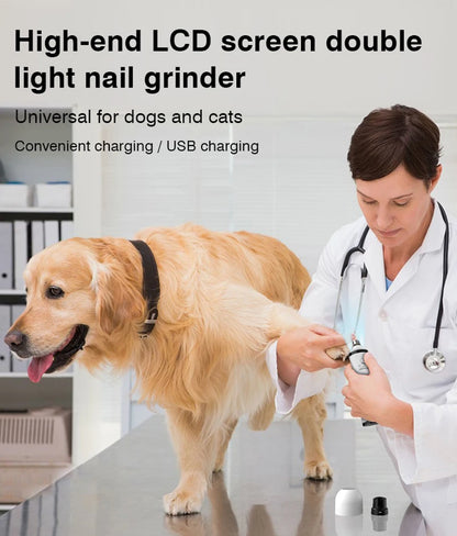 Electric Pet Nail Grinder LED Light Cat Dogs Nail Clippers USB Rechargeable Paws Nail Cutter Grooming Trimmer Pet Supplies