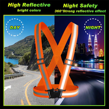 Reflective Safety Vests Lightweight Adjustable Elastic Vest Jacket Hi Vis Reflective Strips for Traffic Control Running Cycling