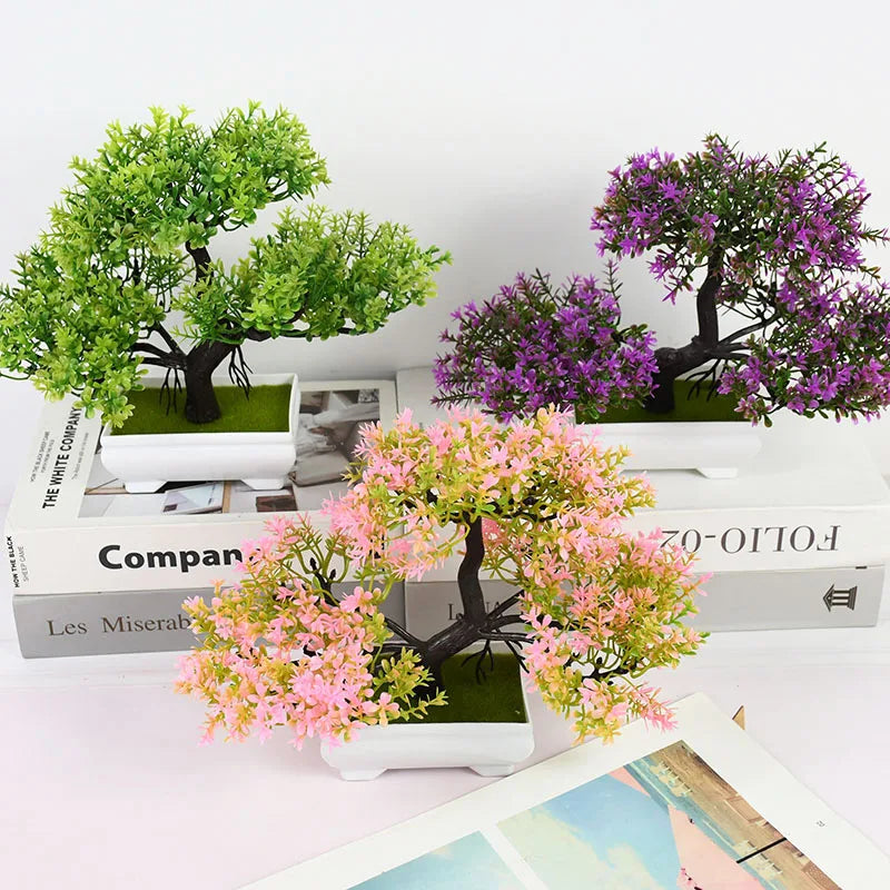 Artificial Plants Bonsai Small Tree Pot Fake Plant Flowers Potted Ornaments For Home Room Table Decoration Hotel Garden Decor