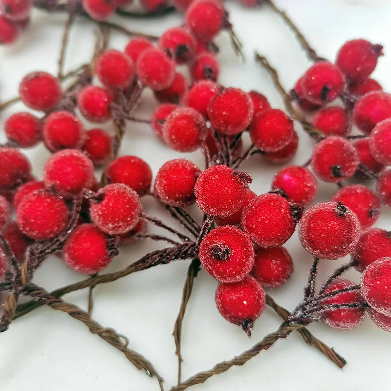 (10pcs/pack) 4 * 7cm Christmas Berry Flower Bundle Crystal Berry Imitation Fruit Xmas Tree Decoration Wedding Decoration Wreath