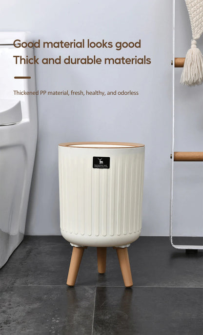 7L/10L Rolling Cover Trash Can High Foot Toilet Trash Bin anti odor  Kitchen Garbage Cube Bathroom Wastebasket