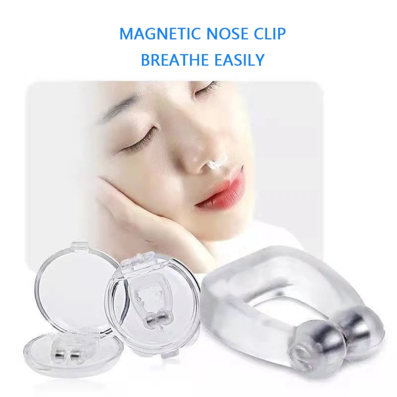 Anti Snore Stop Snoring Nose Clip Silicone Magnetic Sleep Tray Sleeping Aid Apnea Guard Night Device with Case Anti